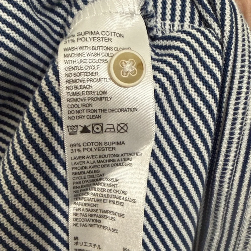 TOMMY BAHAMA Polo Shirt Mens Large Blue White Stripe Business Coastal Adult